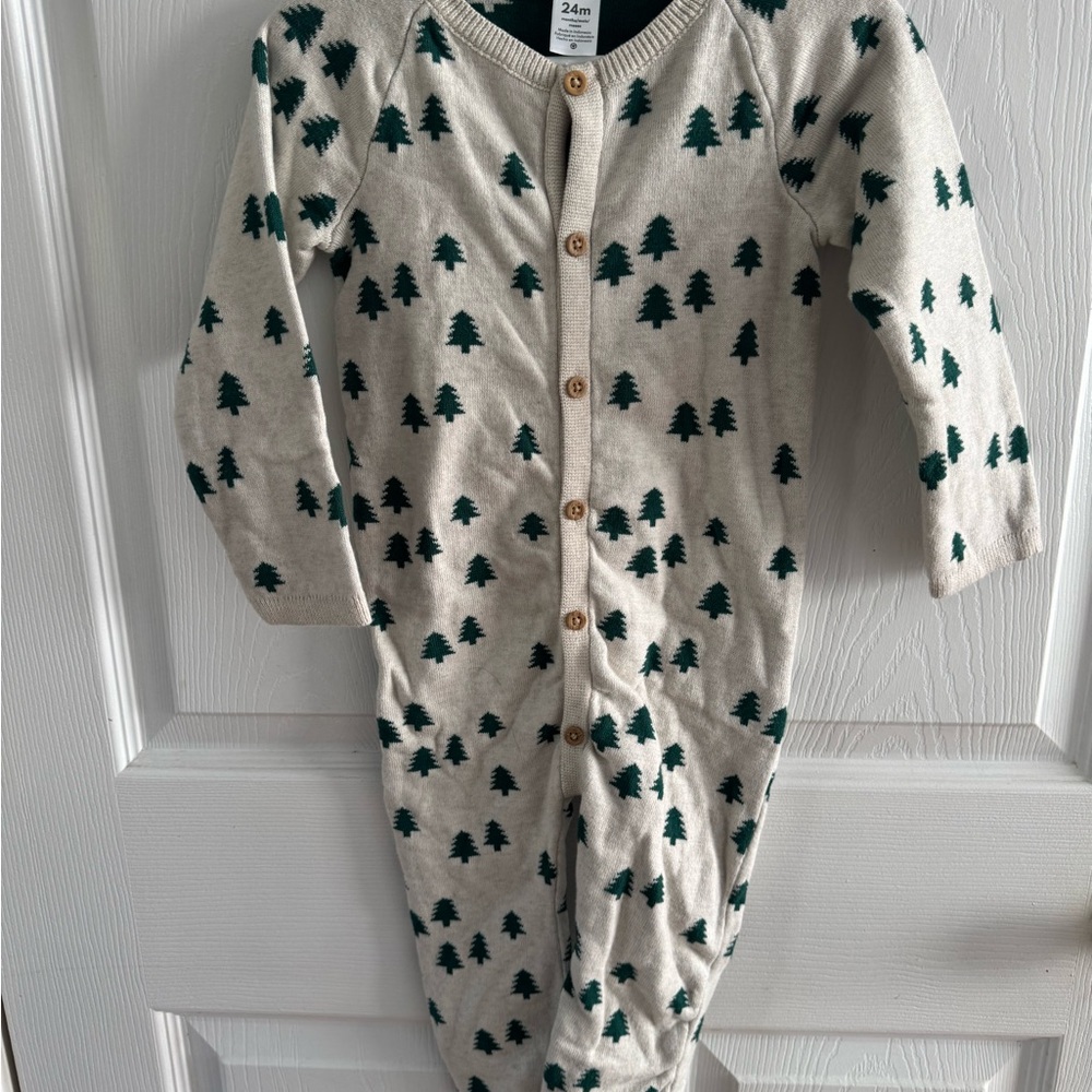 Carter's Cream and Green Tree Print One Piece